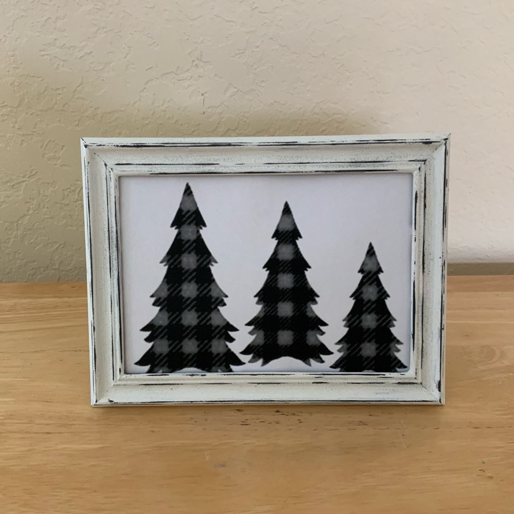 Farmhouse Christmas buffalo trees picture 5x7 w/frame